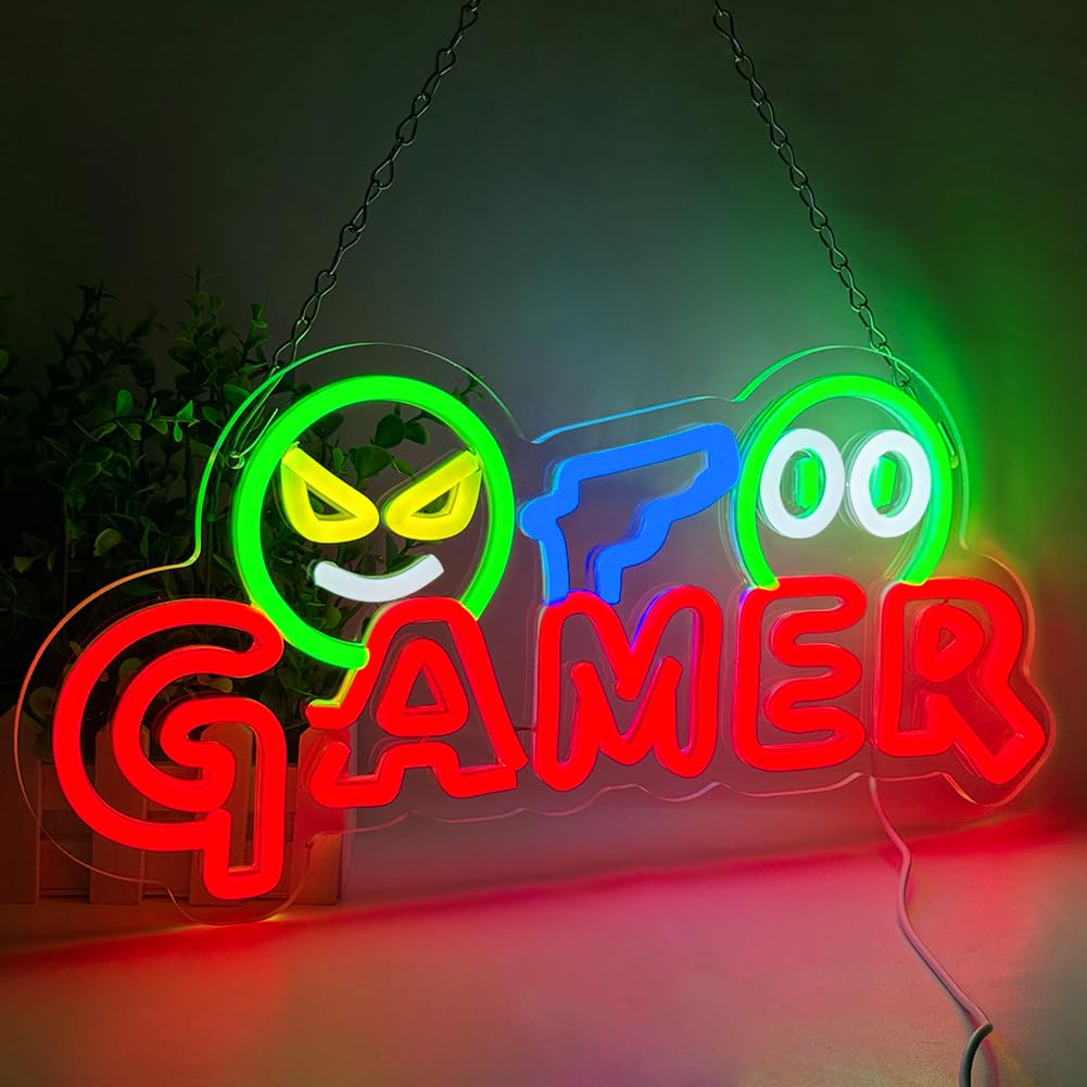 Lighting Decor Wedding - ゲーマー向けネオンサインLEDウォールライト、カスタマイズ可能なカラフルなゲーミングネオンランプ、ゲームルームセットアップ、男の隠れ家、ゲーミングゾーン、寝室の装飾に