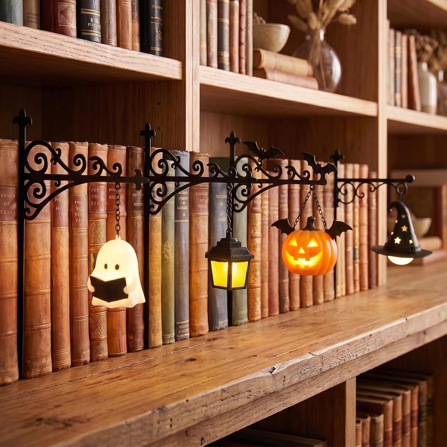 Lighting Decoration For Home - ライブラリーランタン-装飾的な本棚照明読書スペースLEDナイトライト木製本棚ランプホームルーム装飾品
