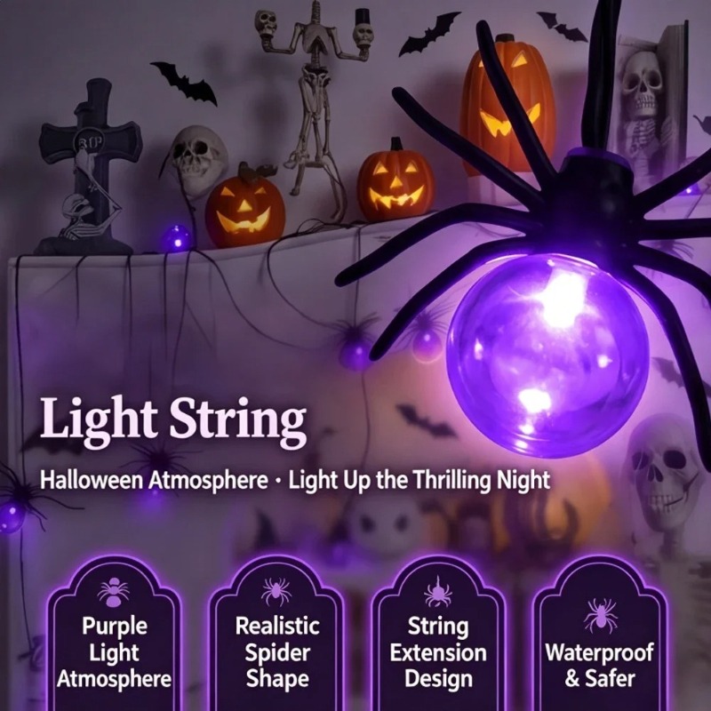 Lighting Decoration Outdoor - 電池式スパイダーLEDストリングライト、ハロウィン屋外装飾、庭やガーデンパーティー用