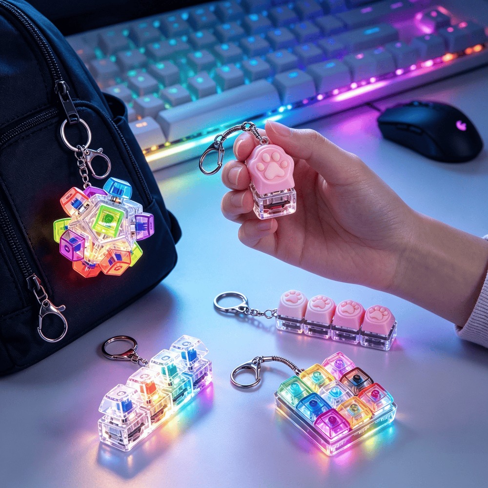 Lighting Home Decor Ideas - LEDライトアップキーホルダーキーボードクリック可能なボタンでストレス不安を解消、自宅やオフィスのデスクデコレーションに最適、ティーン向けギフト