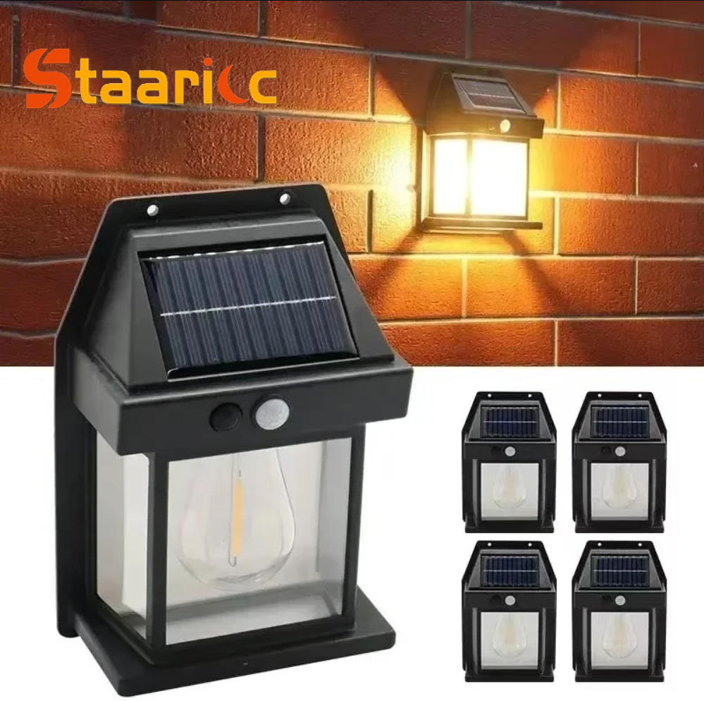 Lighting Decoration Outdoor - 屋外ソーラータングステンウォールライト、モーションセンサー付きIP65防水LED安全灯、パティオ、屋外デッキ、ポーチ、納屋、ガレージ用