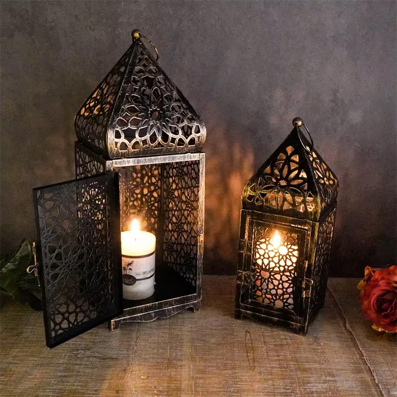 Lighting Home Decor Ideas - 中東アラブ風メタルヴィンテージ風ランタンキャンドルホルダー、家の装飾アクセサリー、クリエイティブなギフトアイデア、キャンドルは含まれません