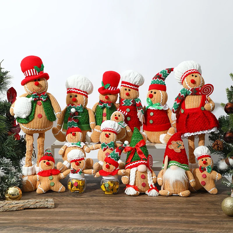 Pendant Lighting Christmas Decor - クリスマスデコレーション ジンジャーブレッドマンオーナメント 光るビスケットマン 赤と緑の尖った帽子付きライトドールペンダント