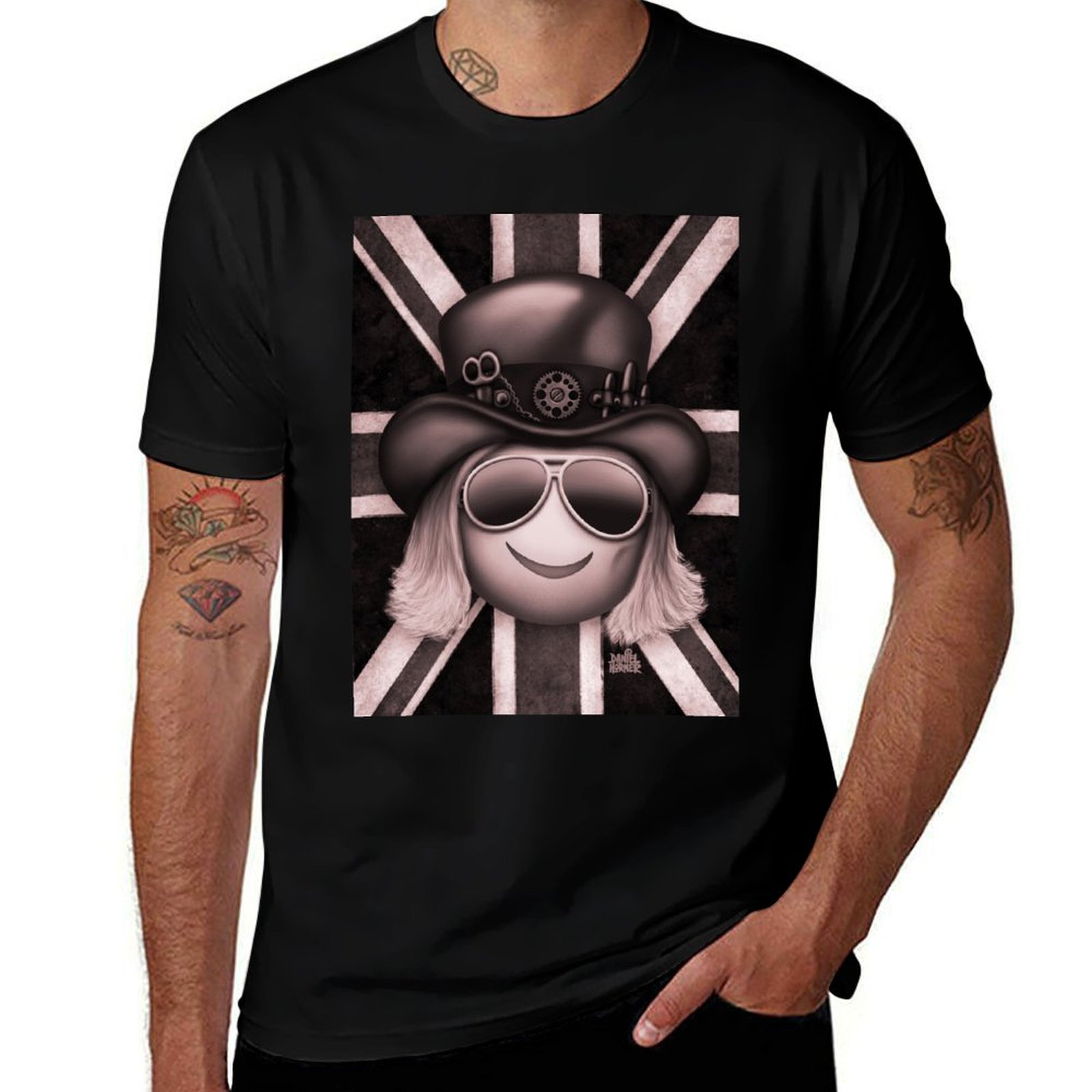 Union Lighting & Decor Affiliate Program Collabs - Booji Extra - ユニオンジャック（モノクロ）Tシャツ カジュアルライトサマー半袖トップTシャツ