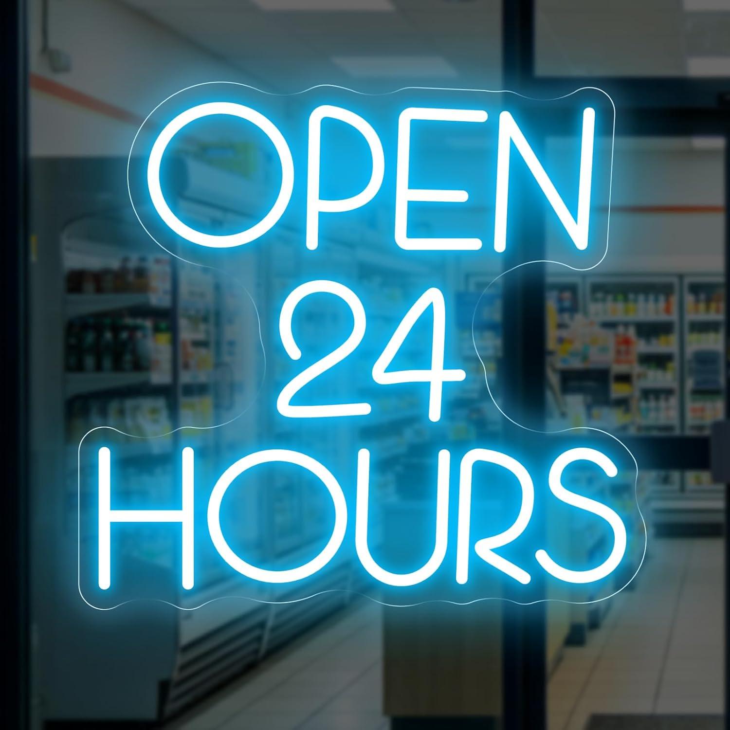 Decor Lighting Opening Hours - 24時間営業ネオンサインUSB調光LEDライト、店舗、クラブ、バー、ビジネス、店頭、ウォールアート、ウェルカムデコレーション、ギフト、ナイトライトに最適