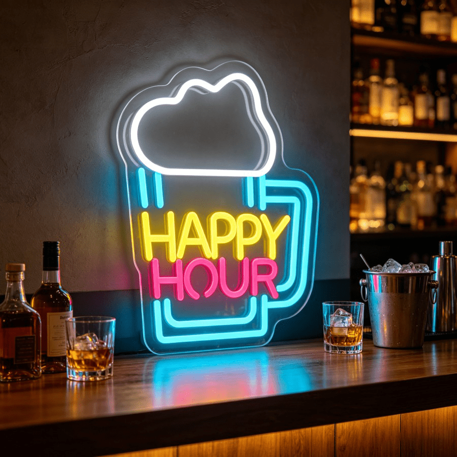 Decor Lighting Opening Hours - ハッピーアワー ビールマグ LEDウォールライト USB調光式ネオンライト ウイスキーバー ホームパブ
