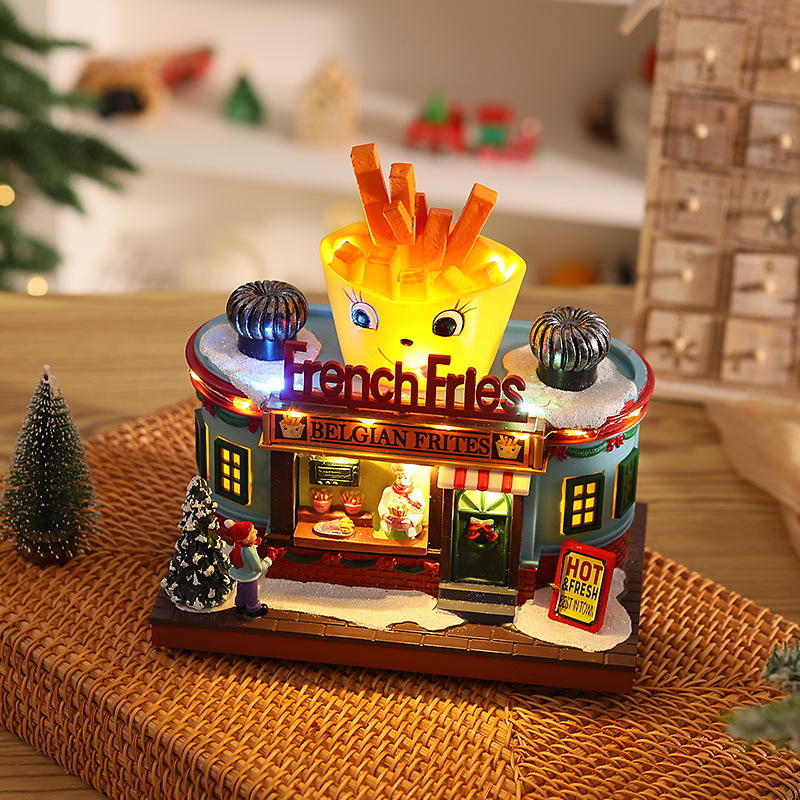 Lighting Home Decor Ideas - クリスマスライトアップミュージックボックスデコレーション樹脂製サンタギフトボックスオーナメント、家庭用キッチンカフェ窓パーティーディスプレイ、ホリデーギフトアイデア