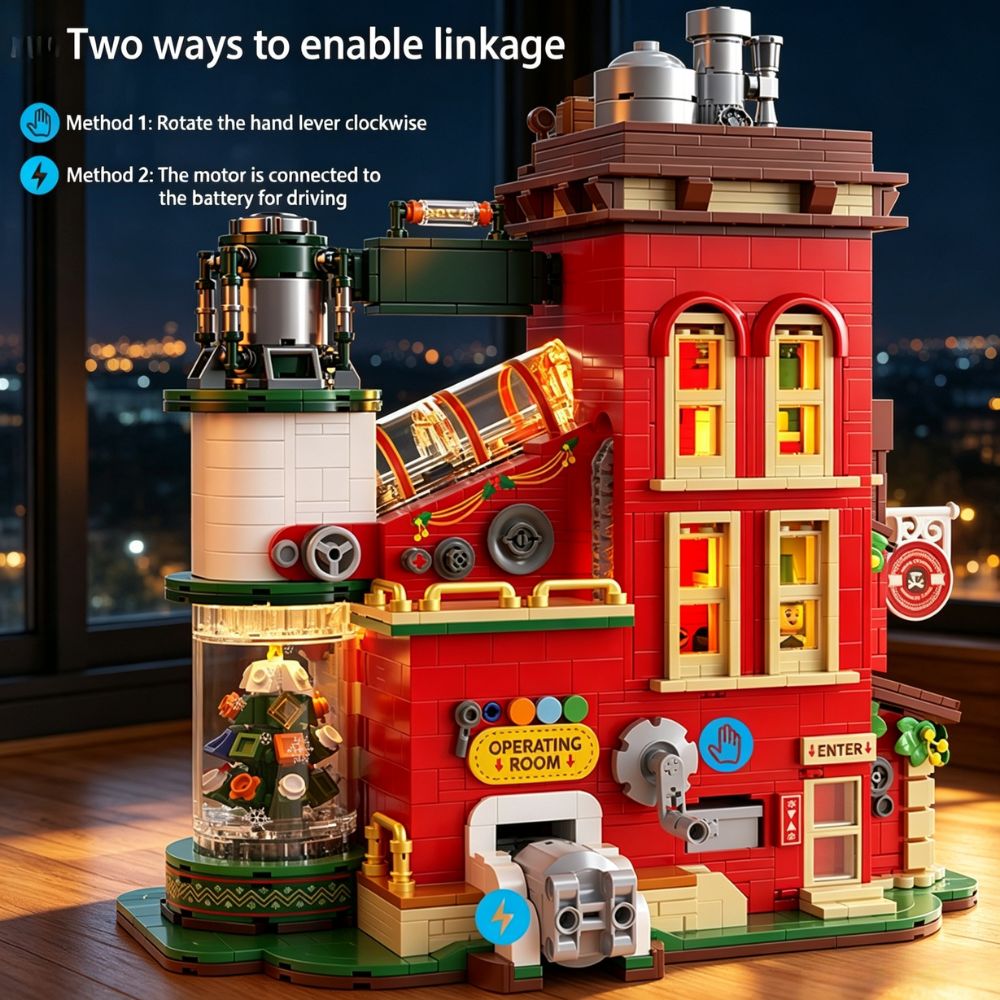 Santa'S Elves Holiday Lighting & Decor Llc - KAVOWORLD 2775ピース クリスマスギフト 工場ビルディングブロックおもちゃ、サンタクロース、クリスマスツリー、キャンディー、クリエイティブSTEM組み立ておもちゃブロックモデル、回転式ツリーコンベアベルト、LEDライトアップ組み立てオーナメント、クリスマス・ハロウィン・感謝祭のホームデコレーションギフト