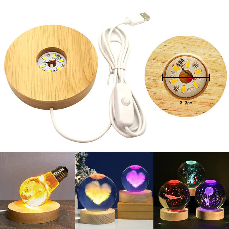 樹脂アートディスプレイラウンドウッドカラフルな LED ライ - Lighting Decoration Stand のレビューと価格