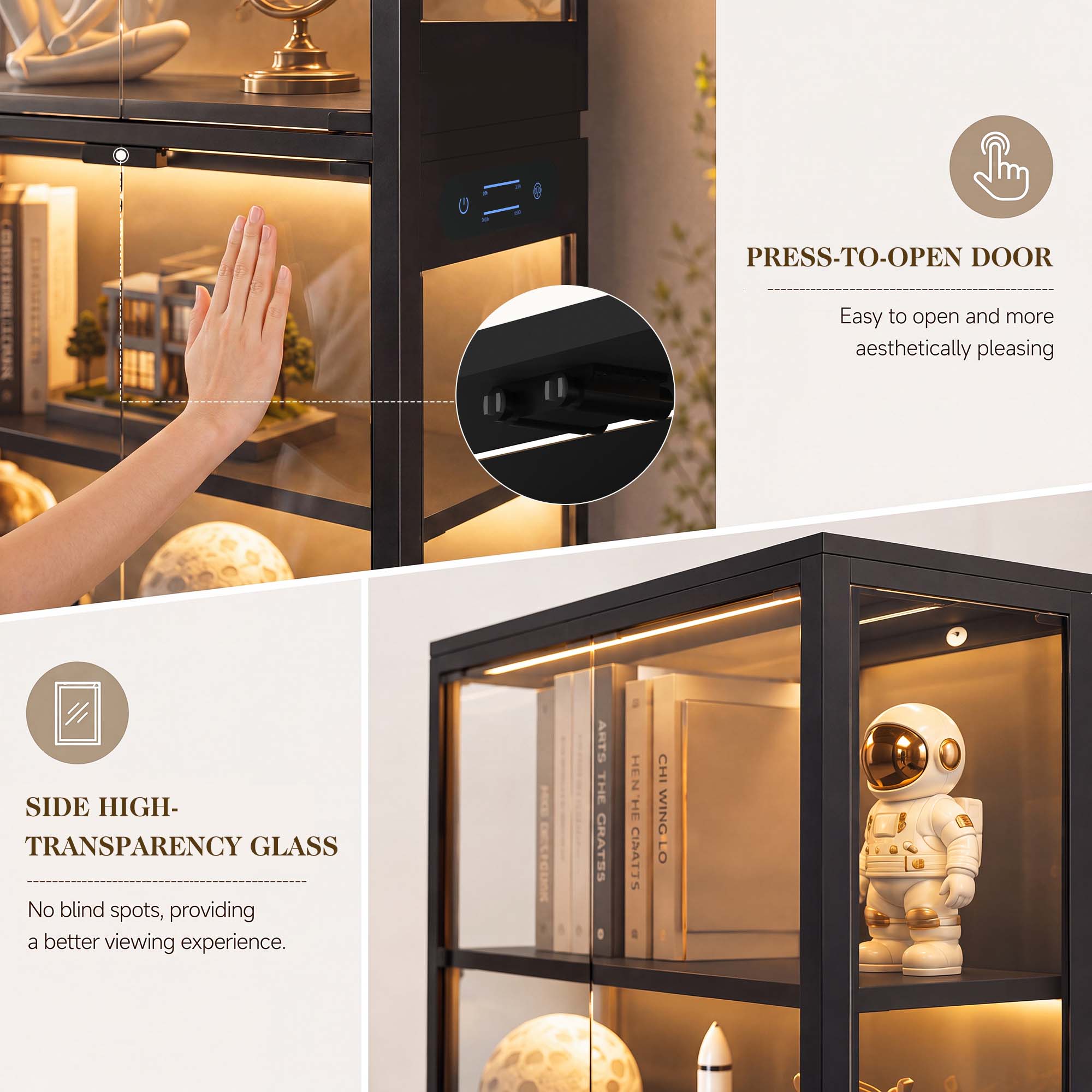 TCGBKAF 5段ディスプレイキャビネット、ガラス扉、モー - Lighting Decoration For Home のレビューと価格