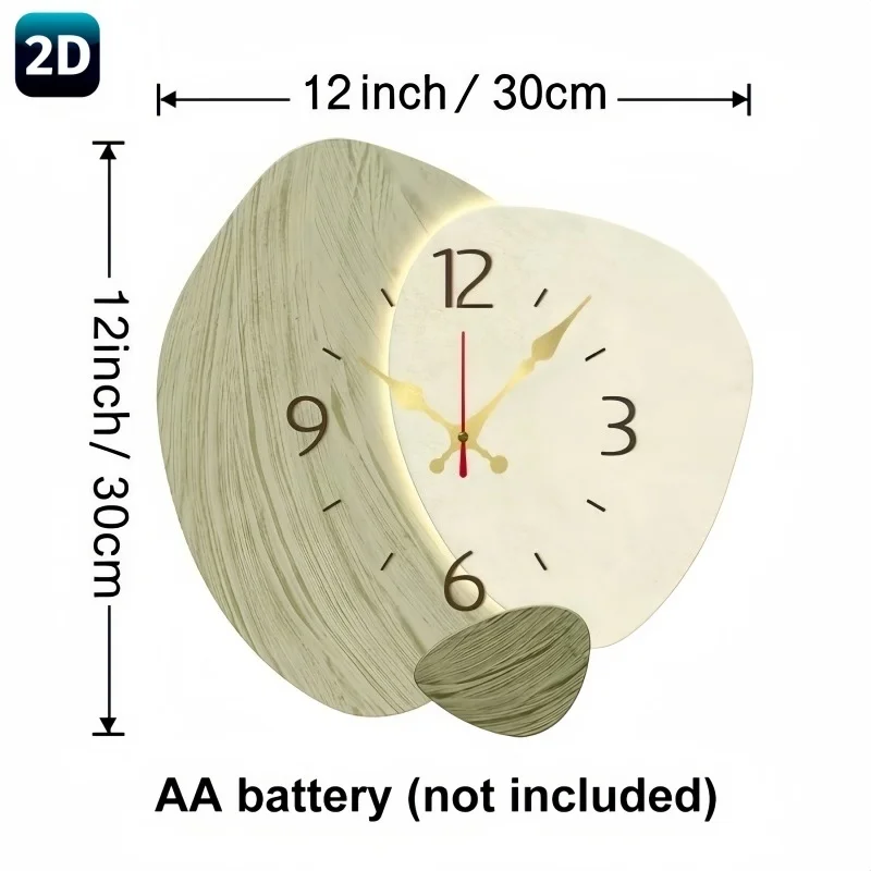 2Dフラット木製サイレント壁掛け時計 - モダンなライトグリ - Lighting Home Decor Wall Clocks のレビューと価格