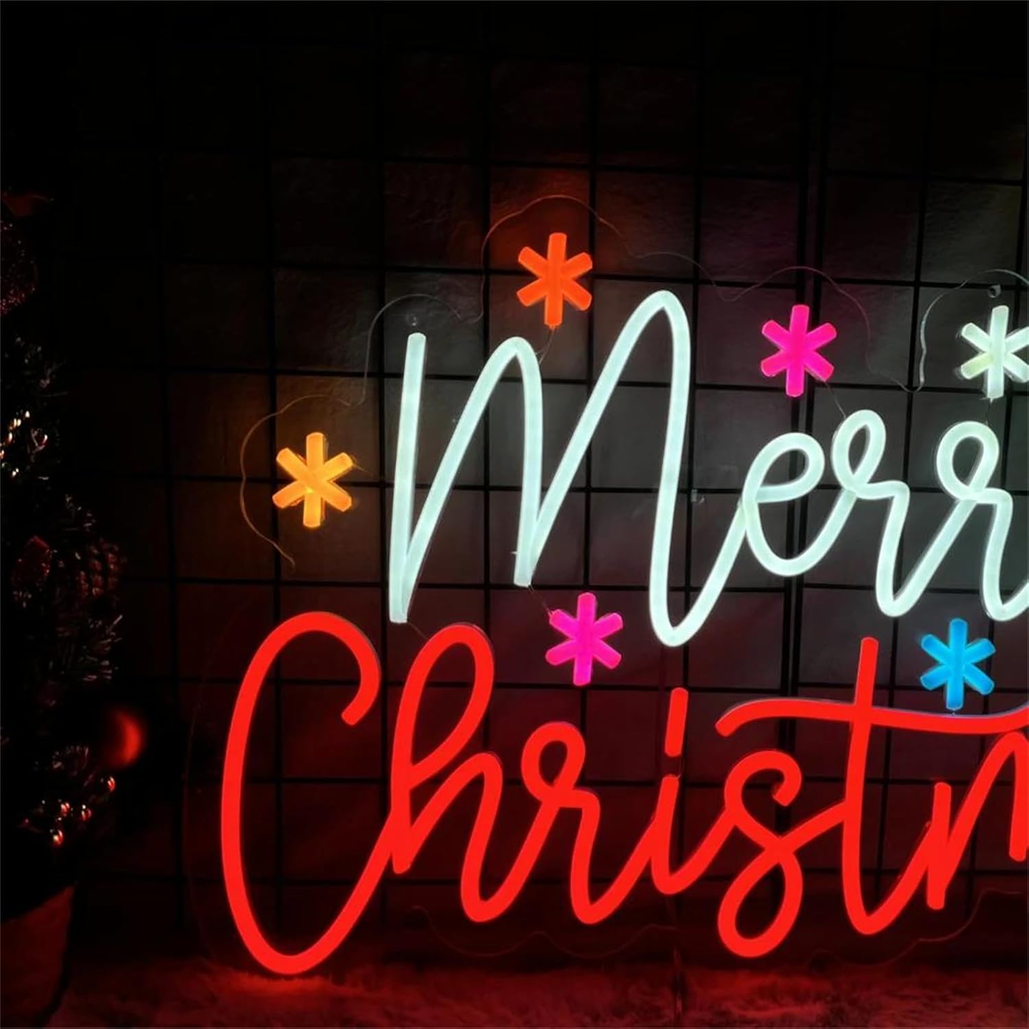 メリークリスマス ネオンサイン カラフルな星とツリー LED - Lighting Home Decor Ideas のレビューと価格