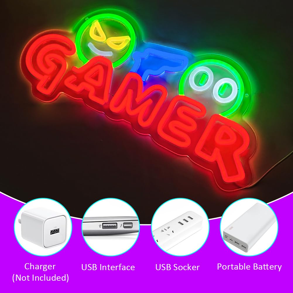 ゲーマー向けネオンサインLEDウォールライト、カスタマイズ可 - Lighting Decor Wedding のレビューと価格