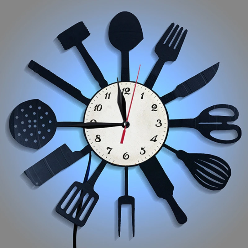 LEDライト付きビニール壁時計,クリエイティブな吊り下げ装飾 - Lighting Home Decor Wall Clocks のレビューと価格