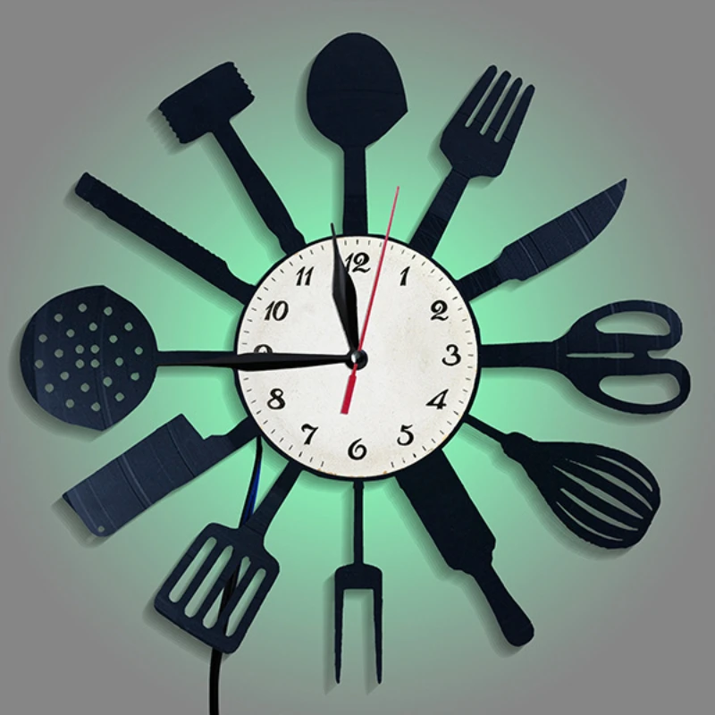 LEDライト付きビニール壁時計,クリエイティブな吊り下げ装飾 - Lighting Home Decor Wall Clocks のレビューと価格