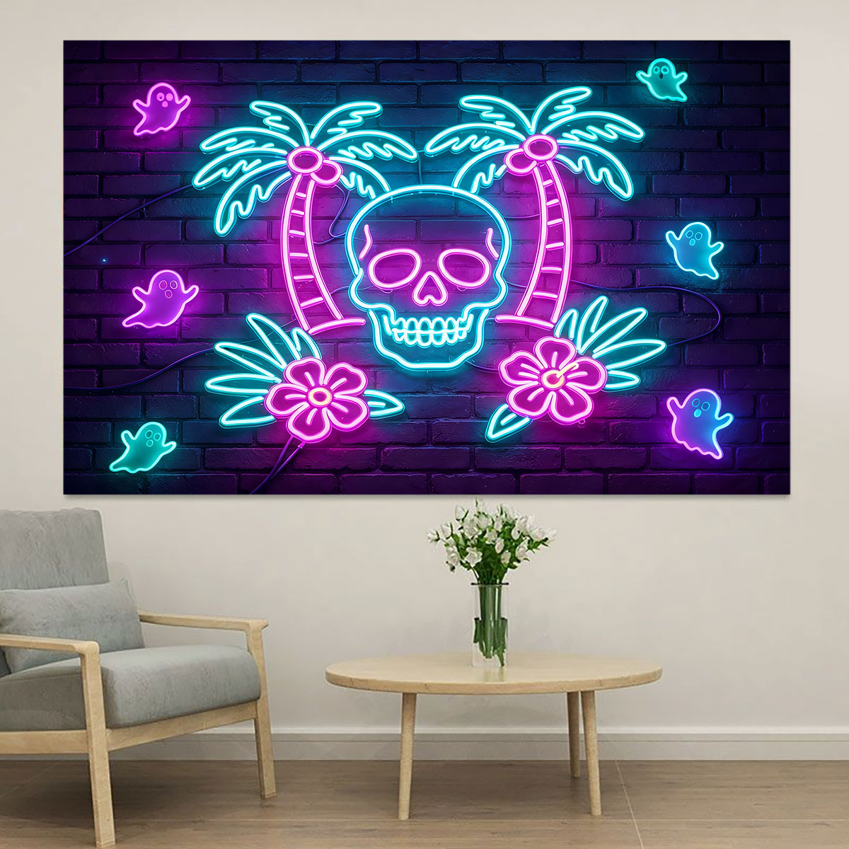 ネオンライトウォールステッカー ヤシの木のスケルトン パープ - Wall Decor Lighting Tree のレビューと価格