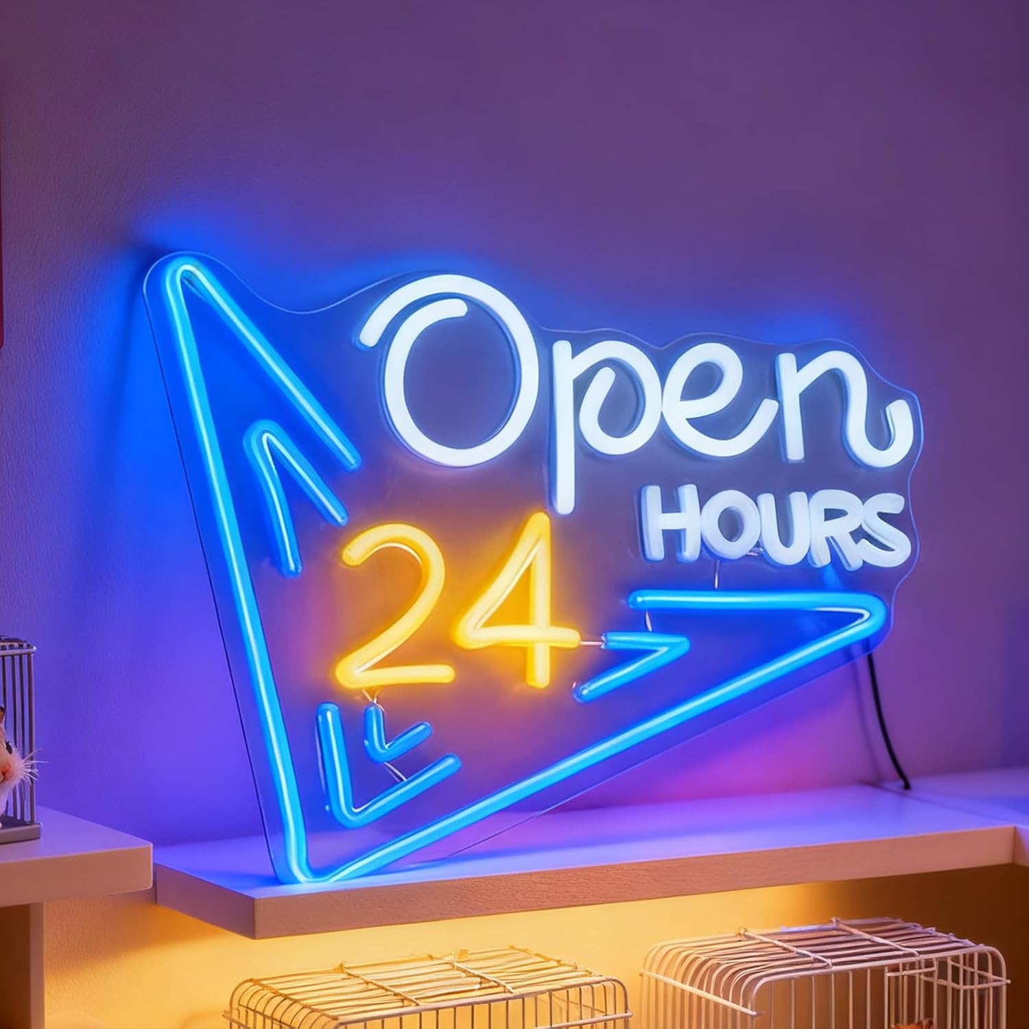    24時間オープンネオンサインUSB電源手作りLEDラ - Decor Lighting Opening Hours のレビューと価格
