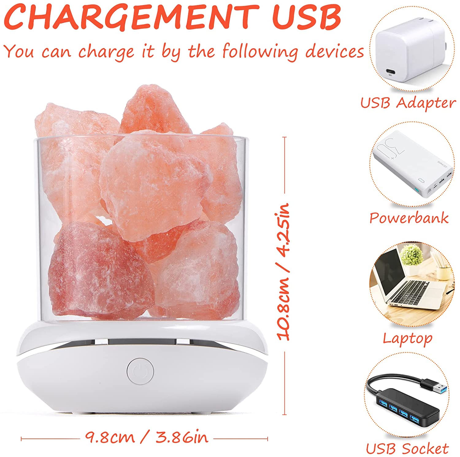 アロマランプ 天然ヒマラヤ塩ランプ USB ピンク塩岩ランプ - Himalayan Salt Lamp のレビューと価格