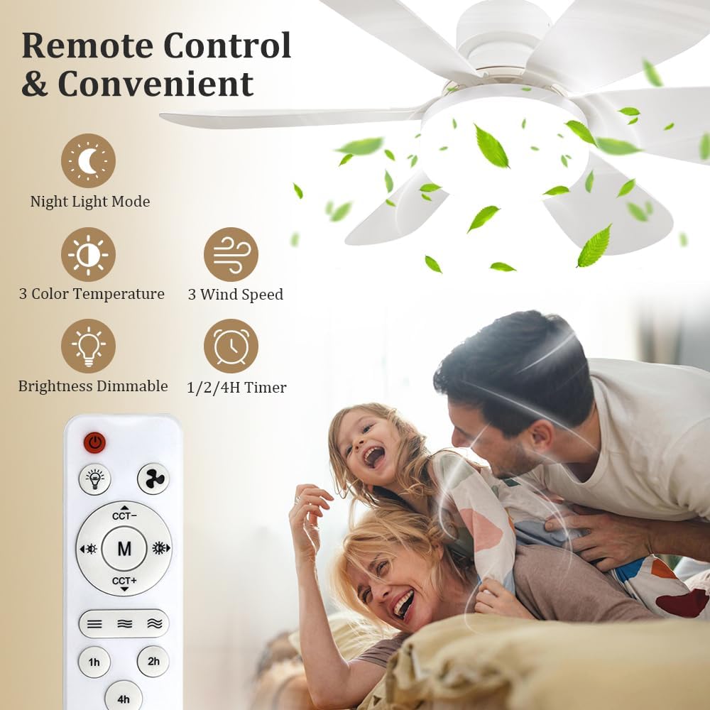リモコン付きソケットファンライト、LED付き小型シーリングフ - Lighting Decoration For Home のレビューと価格