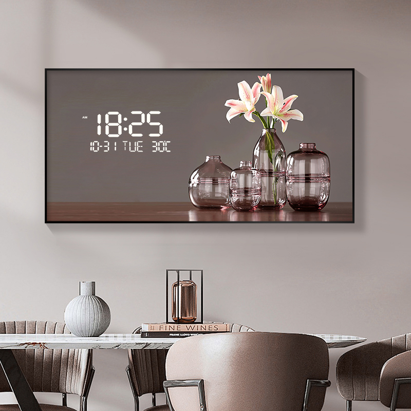 花柄のデジタル壁掛け時計,大型,LEDライト,豪華なクォーツ - Lighting Home Decor Wall Clocks のレビューと価格