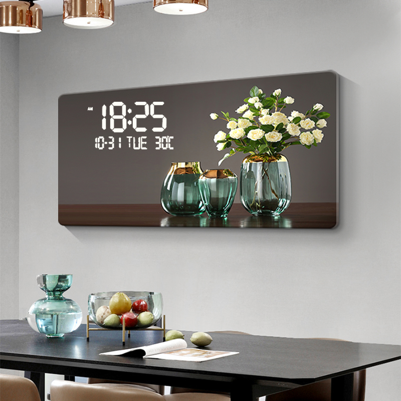 花柄のデジタル壁掛け時計,大型,LEDライト,豪華なクォーツ - Lighting Home Decor Wall Clocks のレビューと価格