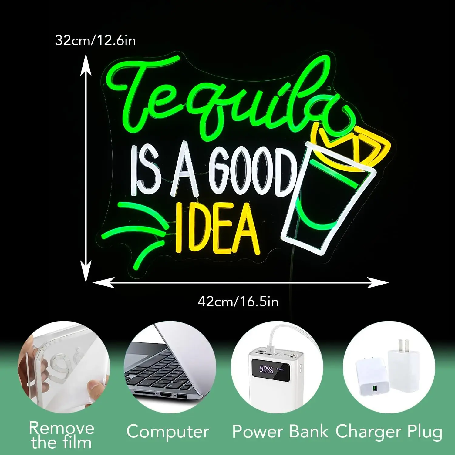 テキーラは良いアイデアです ネオンサイン USB調光式LED - Lighting Home Decor Ideas のレビューと価格