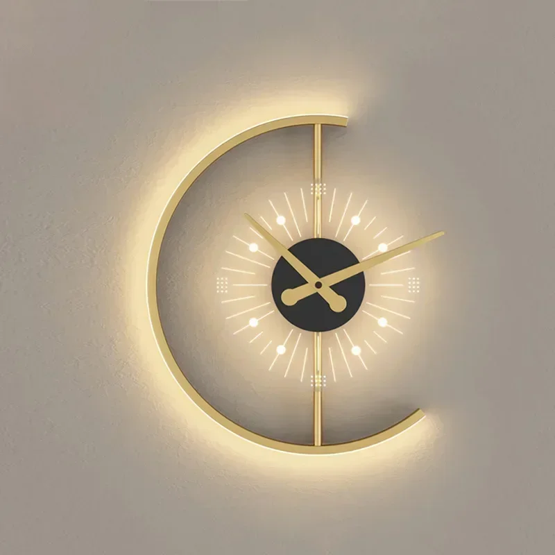 モダンなLEDウォールランプ時計付きブラケットライト、寝室、 - Lighting Home Decor Wall Clocks のレビューと価格