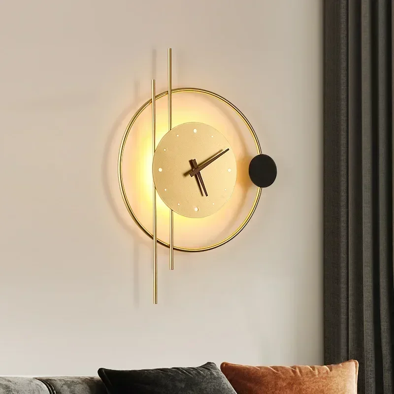 モダンなLEDウォールランプ時計付きブラケットライト、寝室、 - Lighting Home Decor Wall Clocks のレビューと価格