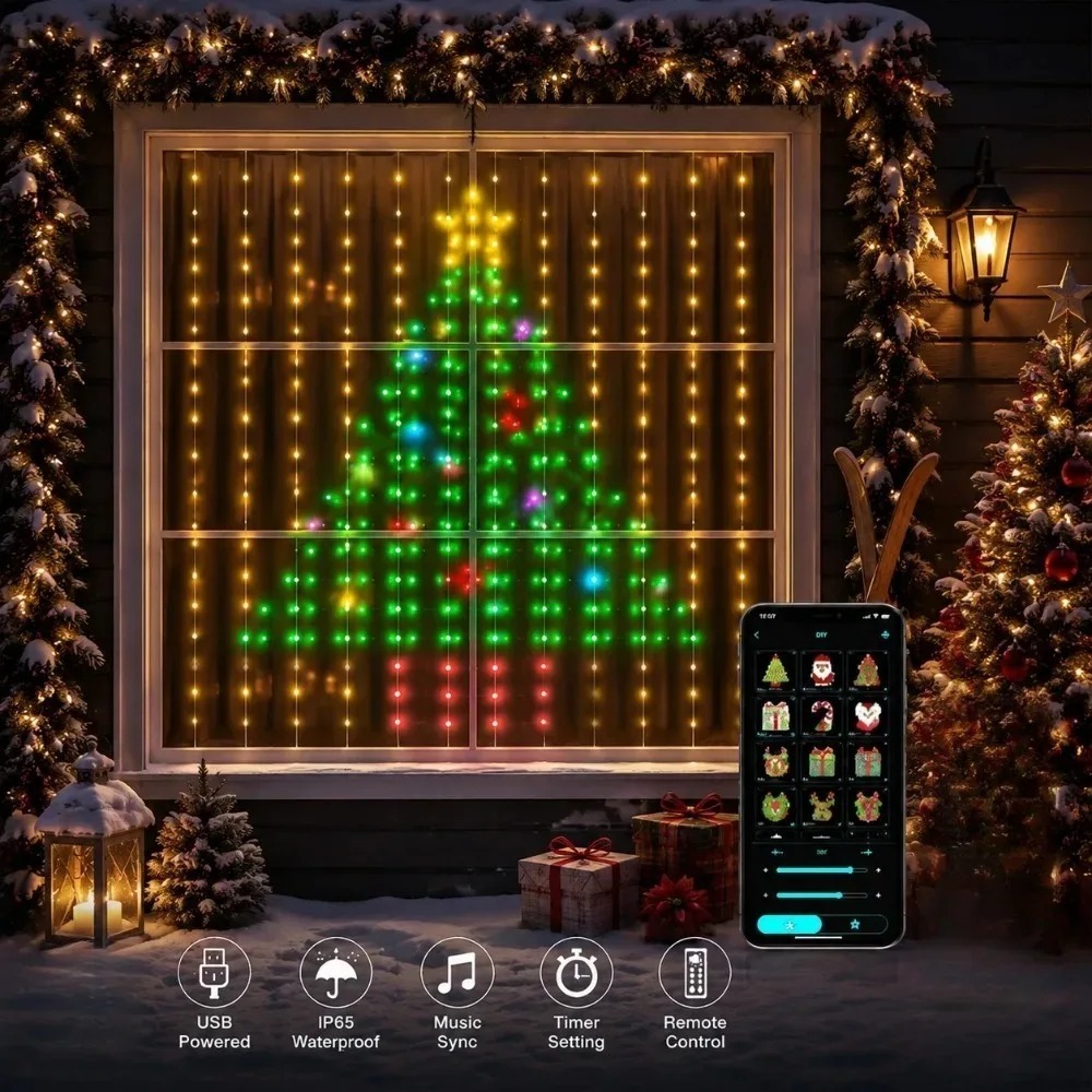 LEDピクセルカーテンライト Bluetoothアプリ制御  - Lighting Decoration For Home のレビューと価格