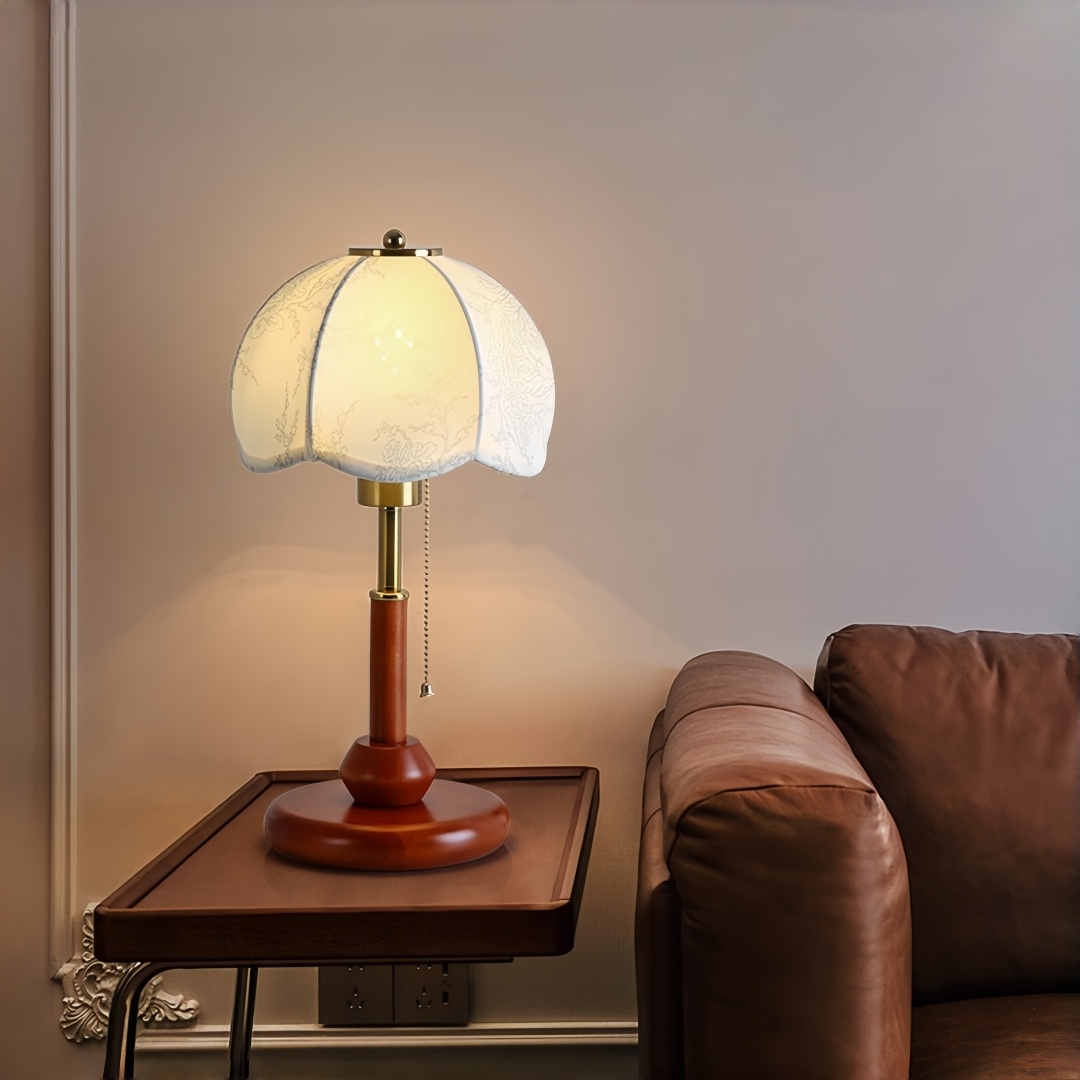 ヴィンテージスカラップドームテーブルランプ寝室ナイトスタンド - Lighting Decoration For Home のレビューと価格