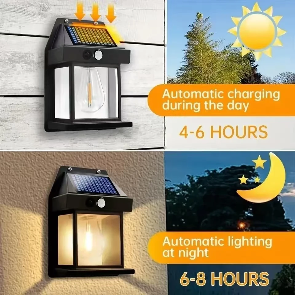 屋外ソーラータングステンウォールライト、モーションセンサー付 - Lighting Decoration Outdoor のレビューと価格