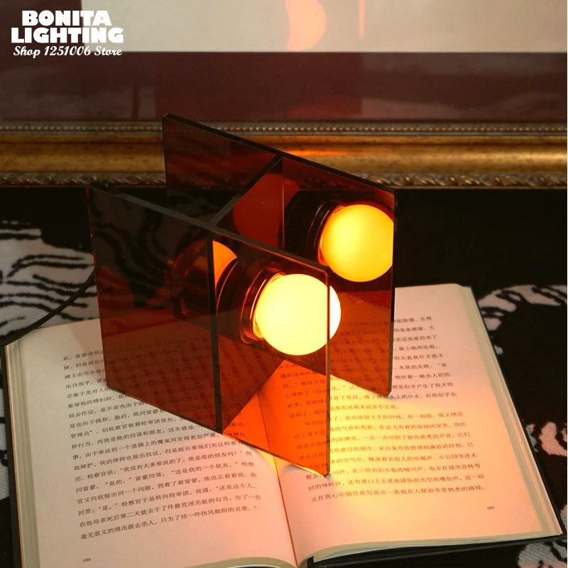 幾何学模様のアクリル製テーブルランプ モダンミニマリスト ホ - Lighting Decor Sunrise のレビューと価格