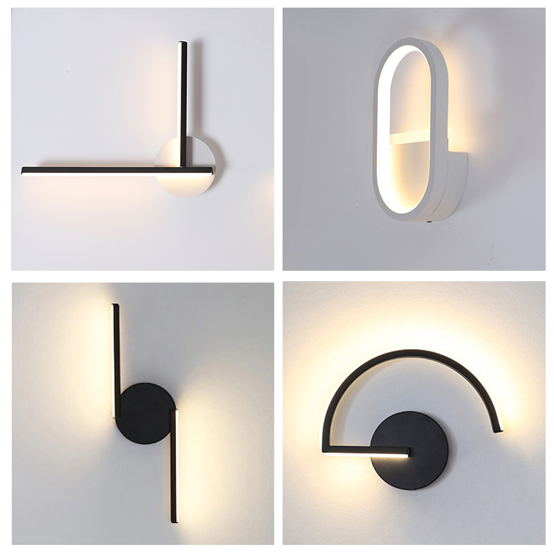モダンな北欧LEDウォールランプ、ミニマリストブラック幾何学 - Lighting Decoration For Home のレビューと価格