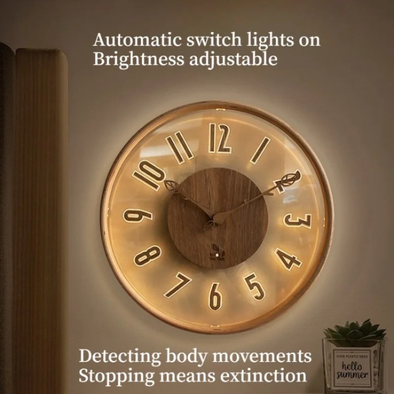 インテリジェント壁時計 レーダーセンサー ナイトライト 3D - Lighting Home Decor Wall Clocks のレビューと価格