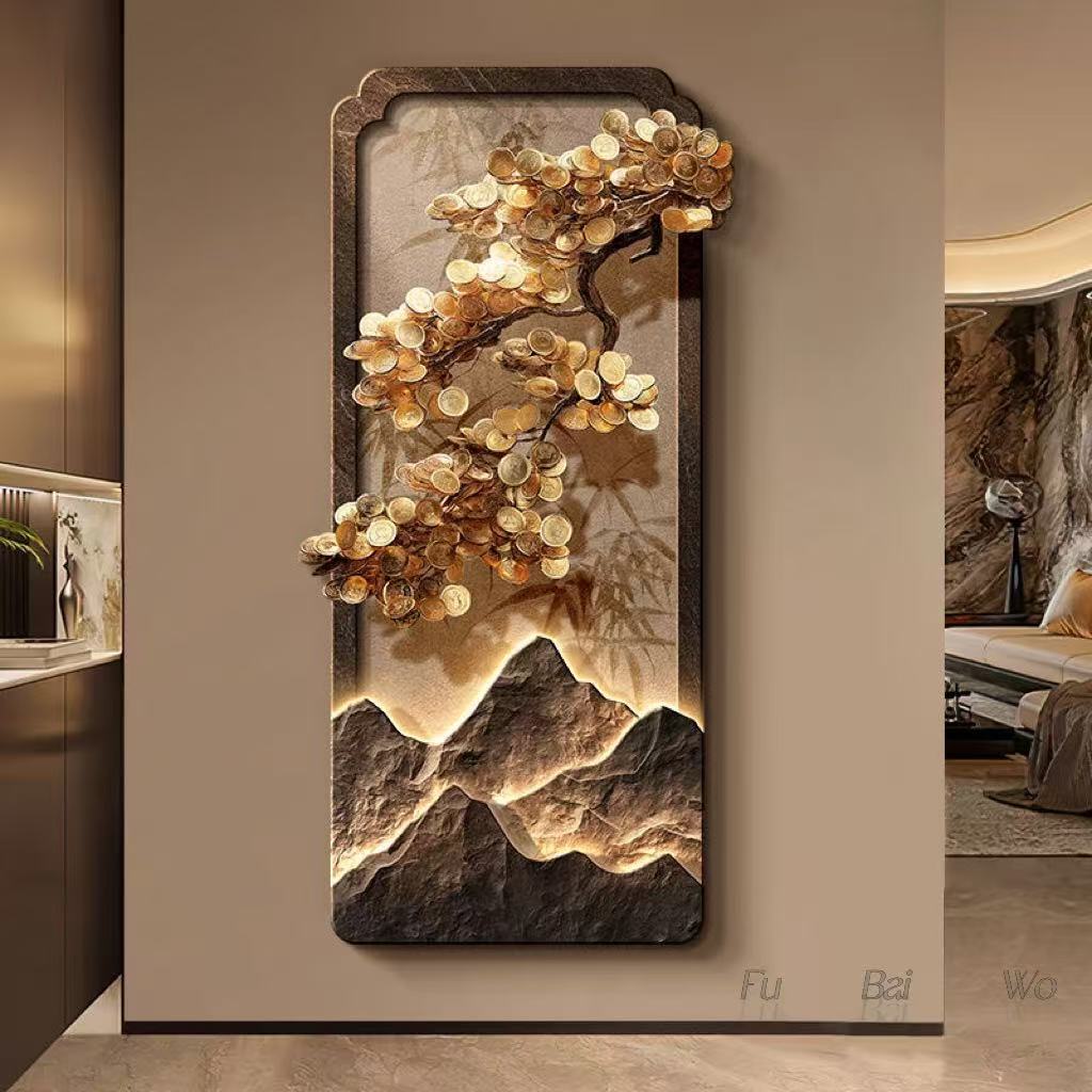 新しい中国風の高級木の入り口装飾絵画、風景画、廊下吊り絵画、 - Wall Decor Lighting Tree のレビューと価格