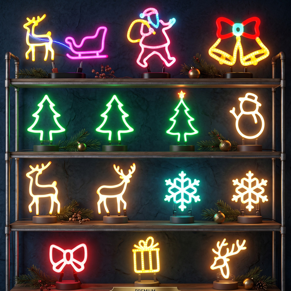 クリスマスデコレーション LEDネオンサインライト 鹿の頭  - Wall Decor Lighting Tree のレビューと価格