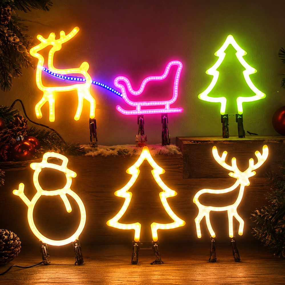 クリスマスデコレーション LEDネオンサインライト 鹿の頭  - Wall Decor Lighting Tree のレビューと価格