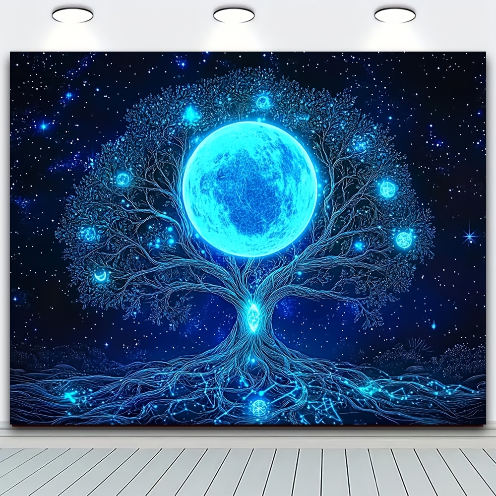 サイケデリックな生命の樹 - ブラックライト反応型ウォールア - Wall Decor Lighting Tree のレビューと価格