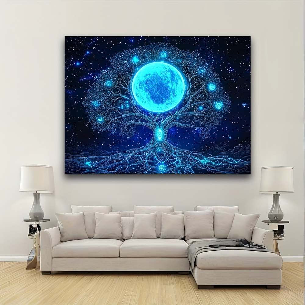 サイケデリックな生命の樹 - ブラックライト反応型ウォールア - Wall Decor Lighting Tree のレビューと価格