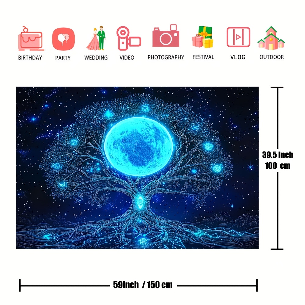 サイケデリックな生命の樹 - ブラックライト反応型ウォールア - Wall Decor Lighting Tree のレビューと価格