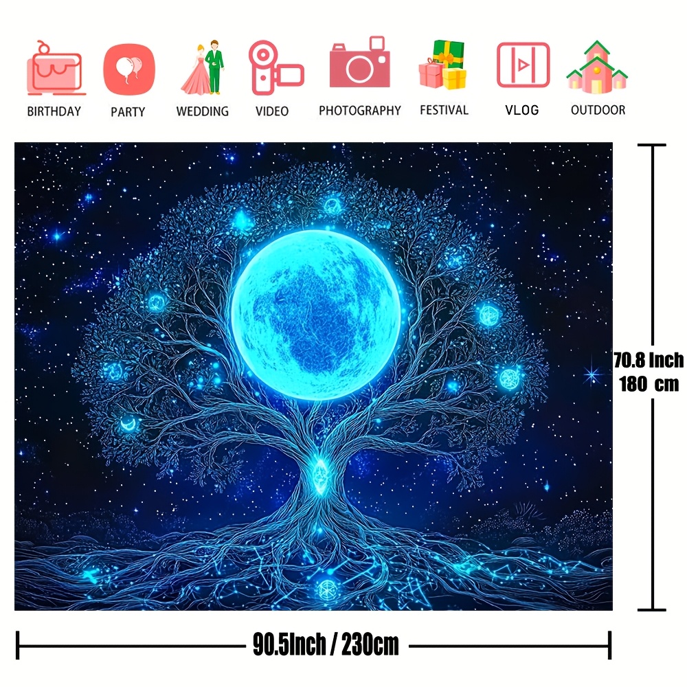 サイケデリックな生命の樹 - ブラックライト反応型ウォールア - Wall Decor Lighting Tree のレビューと価格