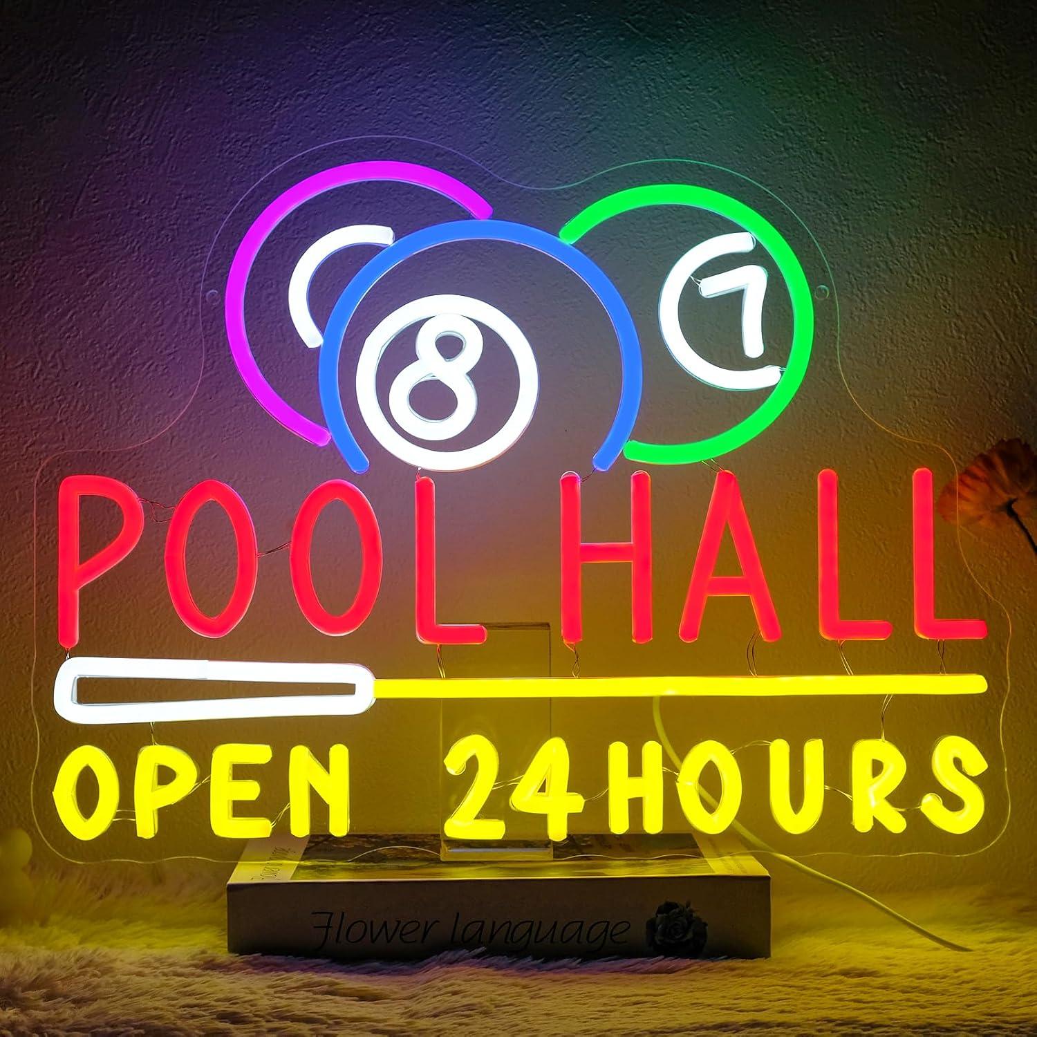 プールホール24時間営業ネオンサイン USB調光式LEDネオ - Decor Lighting Opening Hours のレビューと価格