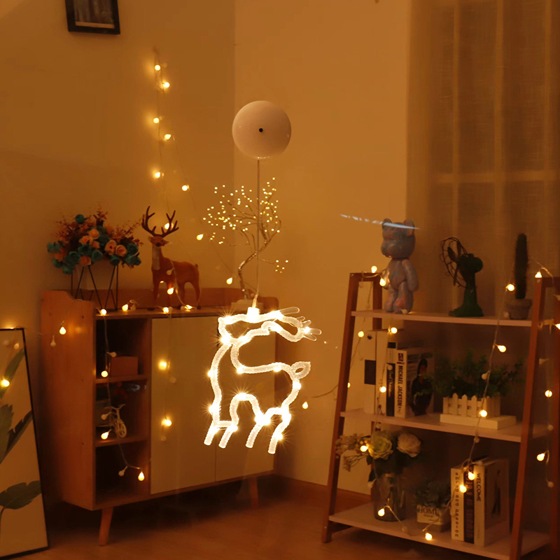 クリスマスウィンドウハンギングLEDライト吸盤スタースノーフ - Pendant Lighting Christmas Decor のレビューと価格