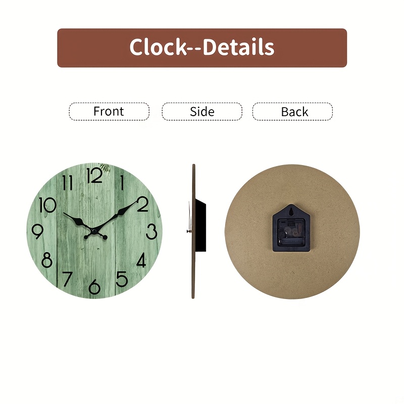 ライトグリーンの木目模様の丸型壁掛け時計、ミニマリストでフレ - Lighting Home Decor Wall Clocks のレビューと価格