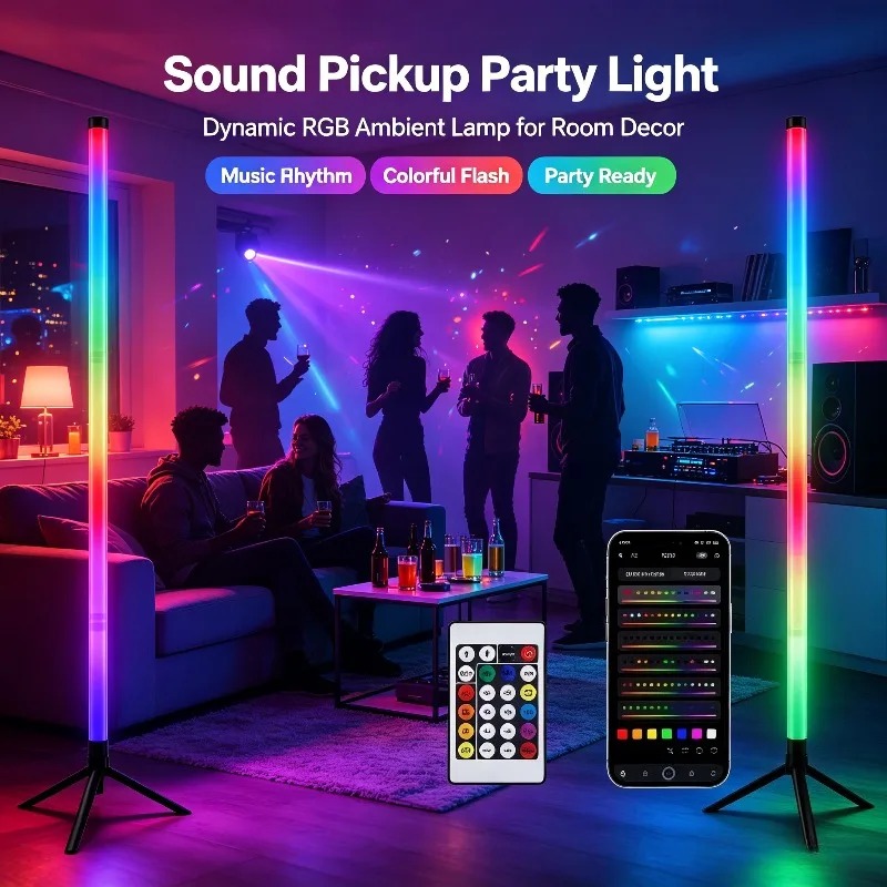 2個セット 120CM RGBフロアランプ、音に反応するLE - Lighting Decoration For Home のレビューと価格