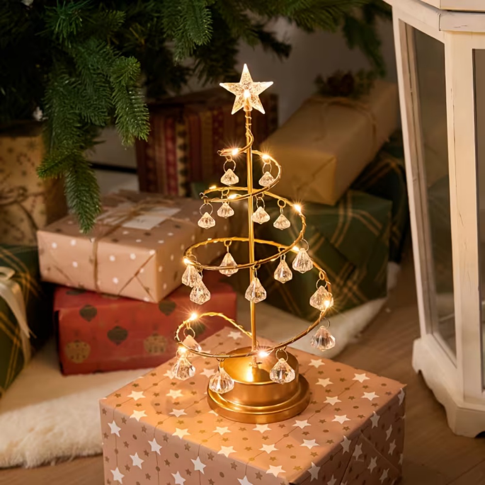 クリスマスツリー銅線LEDナイトライトクリスタルペンダントフ - Pendant Lighting Christmas Decor のレビューと価格