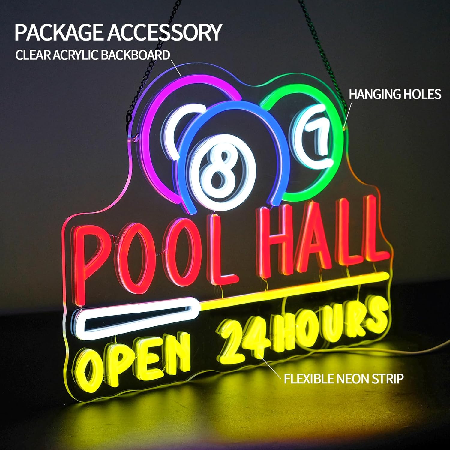 プールホール24時間営業ネオンサインUSB電源LEDライト、 - Decor Lighting Opening Hours のレビューと価格
