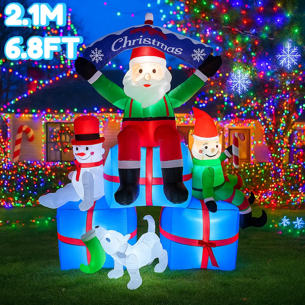 2.1M/6.8FT サンタ雪だるまエルフ犬インフレータブル - Santa'S Elves Holiday Lighting & Decor Llc のレビューと価格