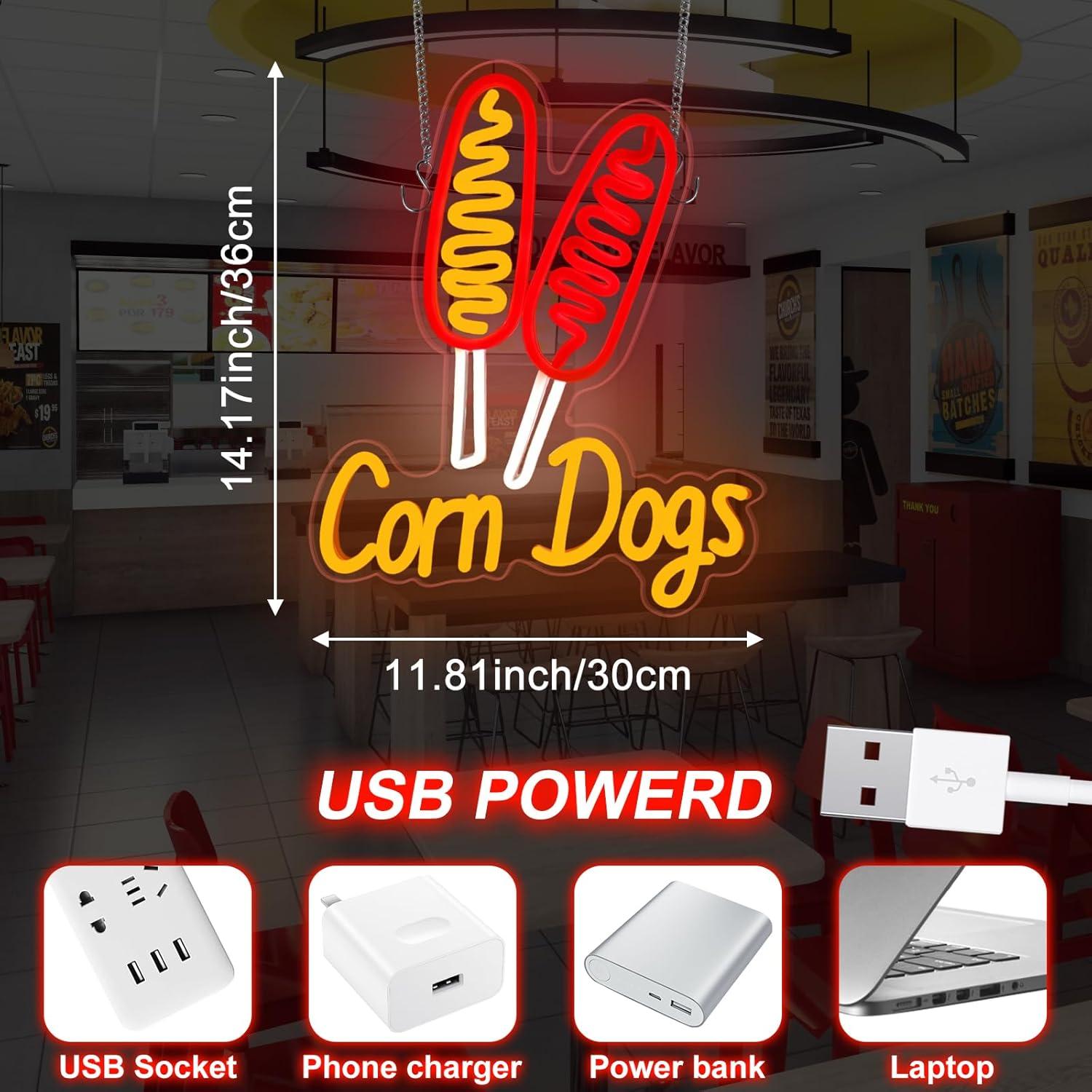 コーンドッグネオンサインスナックUSB調光LEDネオンライト - Lighting Decor Wedding のレビューと価格