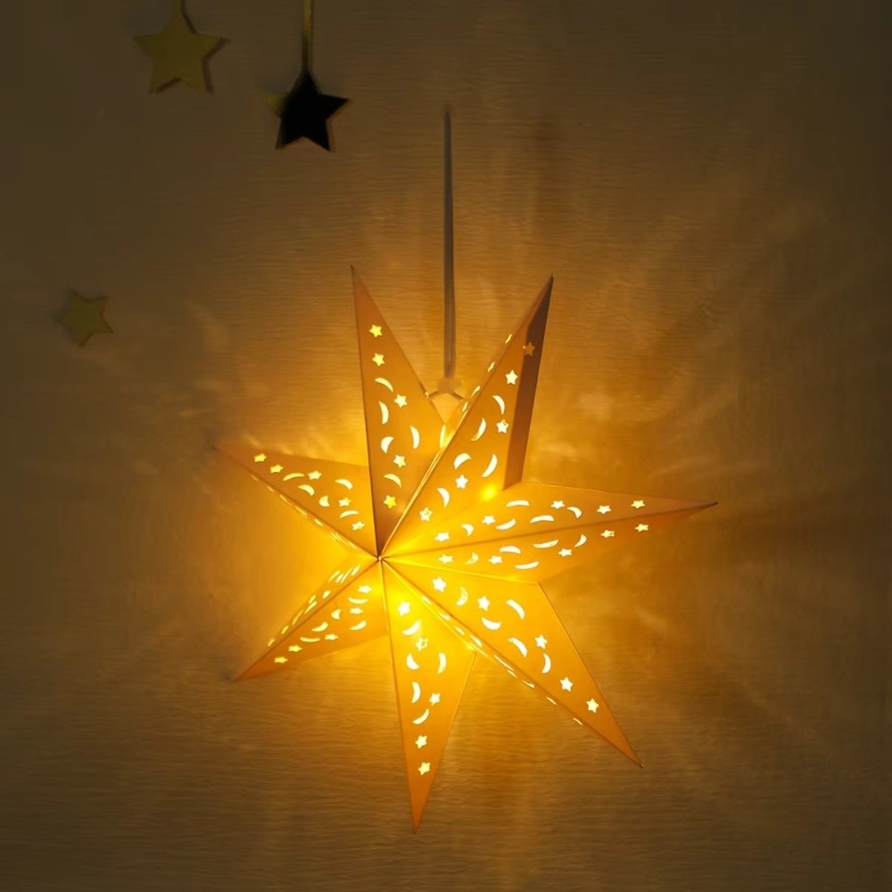 新年飾り　中空星型ハンギングペンダント　紙製　イード・ムバラ - Pendant Lighting Christmas Decor のレビューと価格